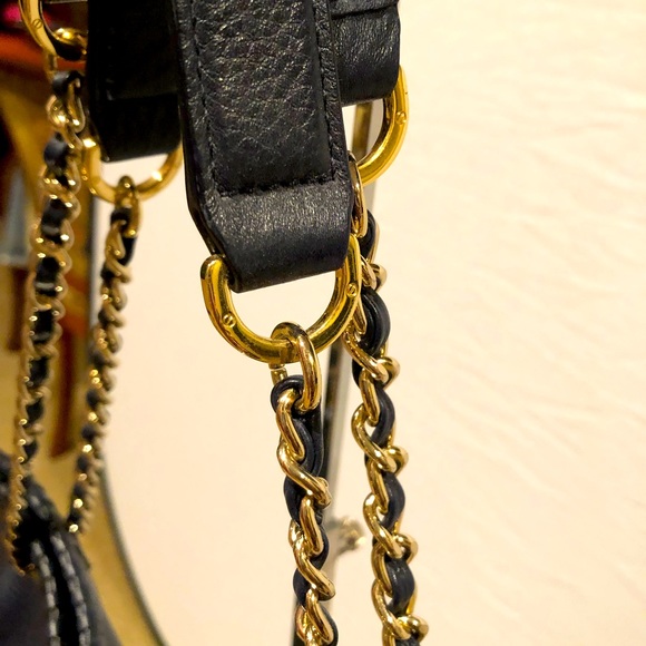 Tory Burch Marion Slouchy Large Navy Blue Leather Tote - Picture 6 of 8